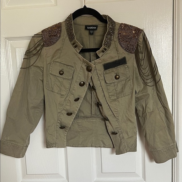 bebe Jackets & Blazers - Bebe Women's Khaki Embellished Utility Jacket